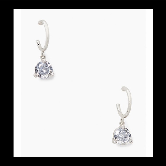 NEW Kate Spade Rise & Shine Drop Huggies (Cubic Zirconia Silver Patina Earrings)